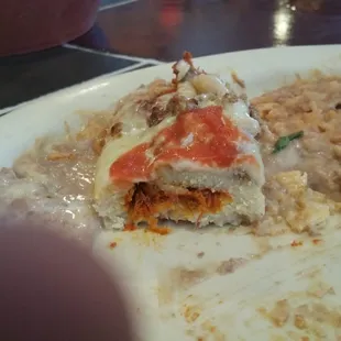 a half eaten plate of food