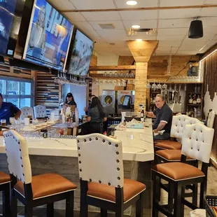 the bar and dining area