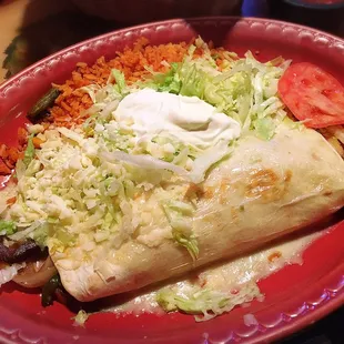 Cheese Steak Burrito! Big and delicious, good for cheese lovers