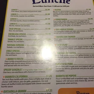 Really?? "Lunche"?? You can't just add an "e" to the end of a word and call it Spanish. Mildly offensive.