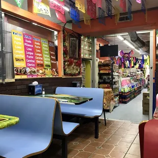 The kitchen and seating area for eating in