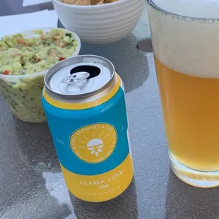 Delicious guacamole in the background at our outdoor happy hour at home