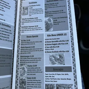 a menu for a mexican restaurant