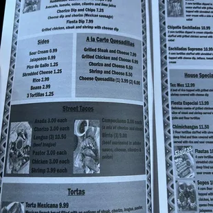 a menu for a mexican restaurant