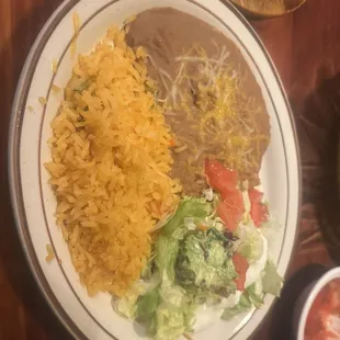 Rice, beans and salsa