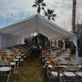We started with ceremony set-up then opened it up and reset for the reception.