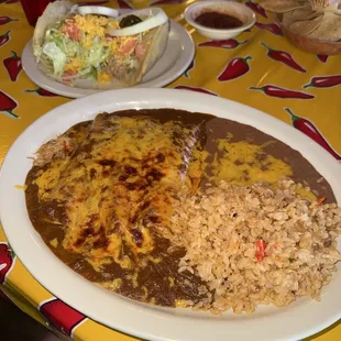 Puffy plate. Accidentally added a third enchilada