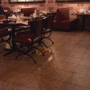 Count 'em:  Four (4) nasty tables in this photo.  There were three (3) more off screen.  Lovely.  Nobody really seemed to give a $%##.