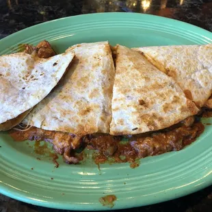 Spicy chicken quesadilla.