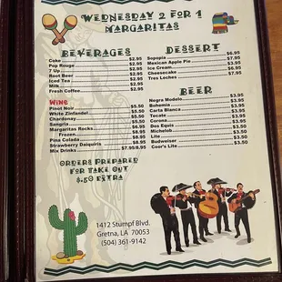 a menu for a mexican restaurant
