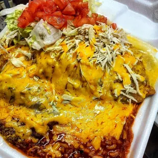 enchilada in a styrofoam container