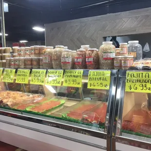 a variety of food items for sale