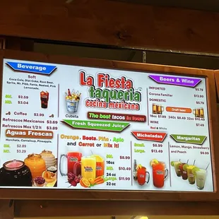 Drink menu