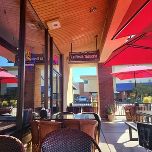 tables and umbrellas