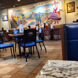 tables and chairs in a restaurant