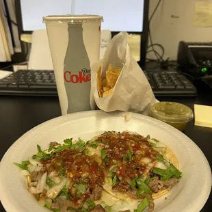 Two Carne Asada soft tacos