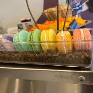 a display of macarons