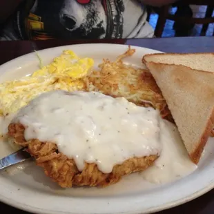 CFS, Eggs, hash browns and toast