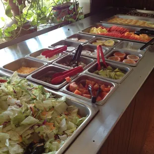 Salad and fruit on the buffet