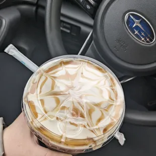 Cold brew with caramel cold foam and drizzle - beautiful and delicious!