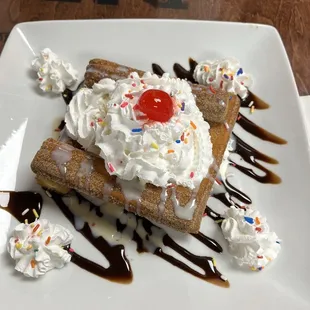 Enchiladas Meixcanas and churros dessert