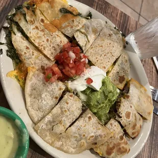 Spinach and beef quesadillas