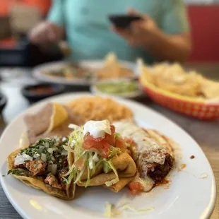 Sergio Combination (taco, chimichanga, and enchilada)