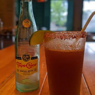 Michelada made with Topo Chico