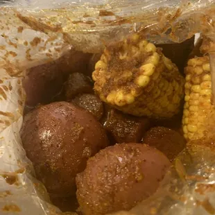 Potatoes, corn, sausage