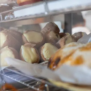 a variety of pastries on display