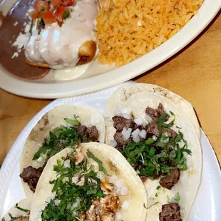 Tacos and the chimichanga plate