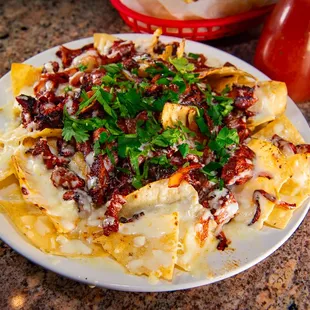 nachos al pastor at La Flauta