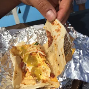 Ham, egg &amp; cheese breakfast taco