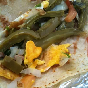 Nopales on corn tortilla