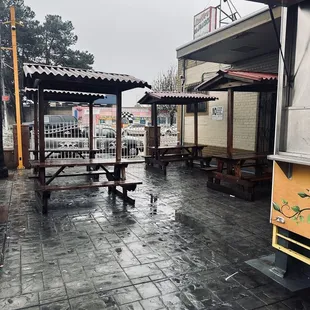 outside seating, but not in the rain fool