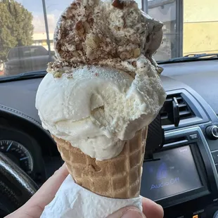 Double scoop: Walnut (fantastic) and Tequila