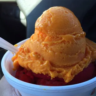 Mango and dragon fruit.