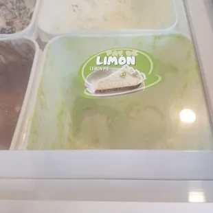 Homemade ice creams. This lime pie has crust bits. So good!