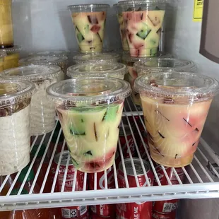 Jello, flan, and rice pudding