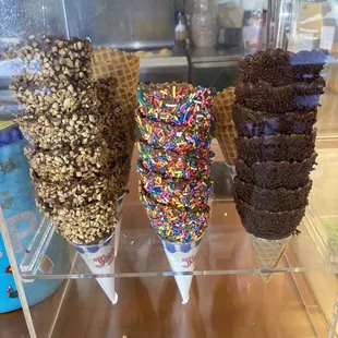 Ice cream cones to choose from