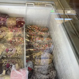 Banana dipped in chocolate with toppings