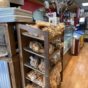 a display of baked goods