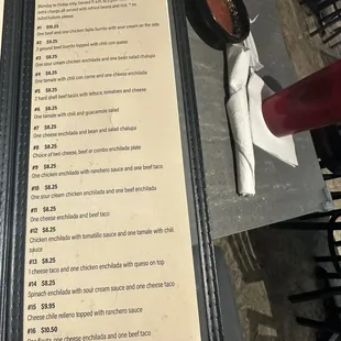 Lunch menu