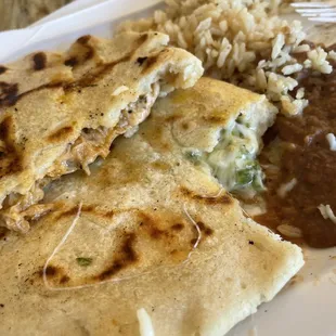 Chicken and cheese lupus&apos;s and jalapeño and cheese pupusa