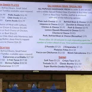 One of two menus.