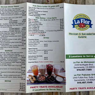 Menu as of Aug 2022
