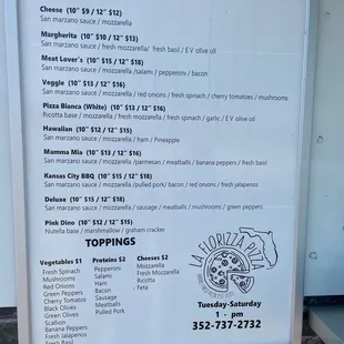 Menu as of April 20, 2024.