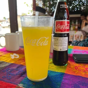 Agua de piña and coca cola from mexico
