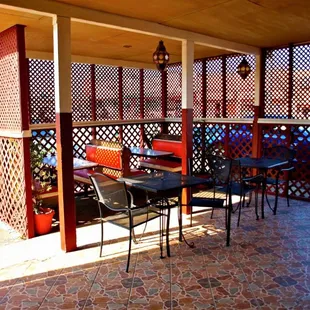 Outside patio for dining with a breeze.