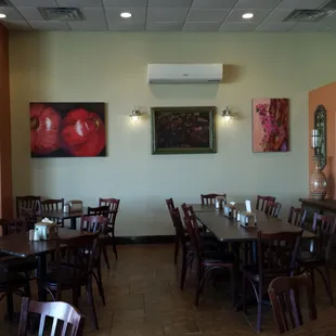 tables and chairs in a restaurant